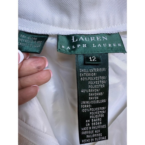 Lauren Ralph Lauren Womens White High Waist Dress Pants Sz 12 Quiet Luxury Old $ - Picture 3 of 7